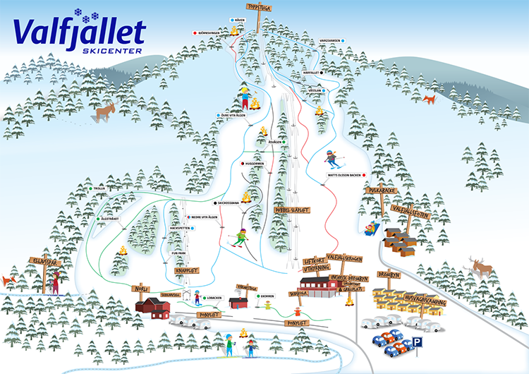 Pistkarta Valfjället Skicenter